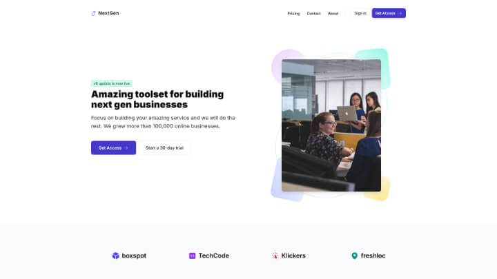 NextGen - SaaS marketing website Template Preview