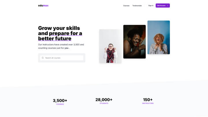 Edumax - Education and Courses website Template Preview