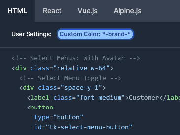 Custom primary color name feature screenshot