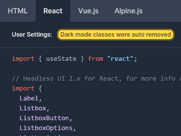 Remove dark mode classes feature screenshot