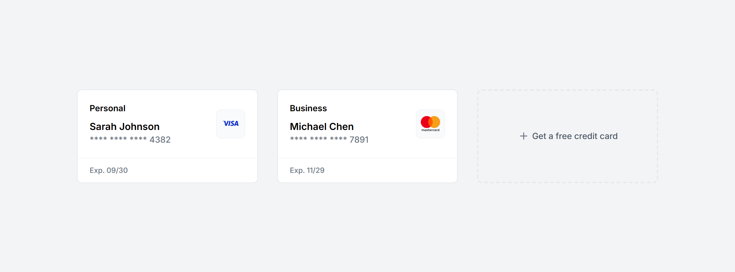 Screenshot preview of Credit Cards