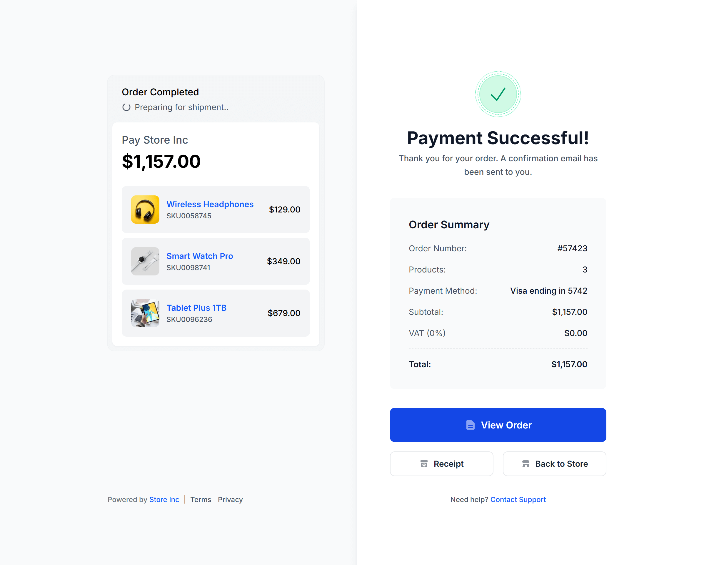 Screenshot preview of Split Success