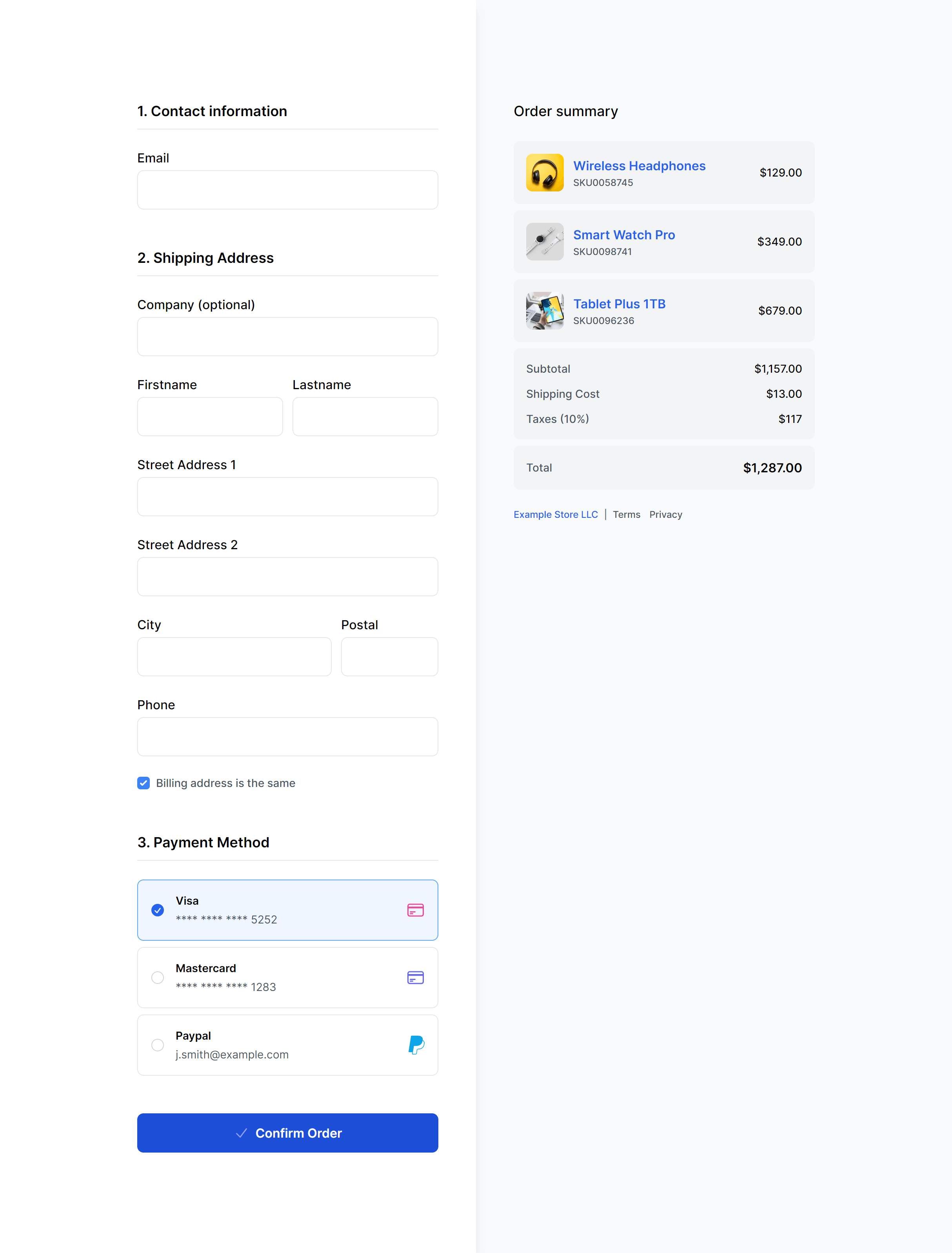 Screenshot preview of Split with Shipping Details