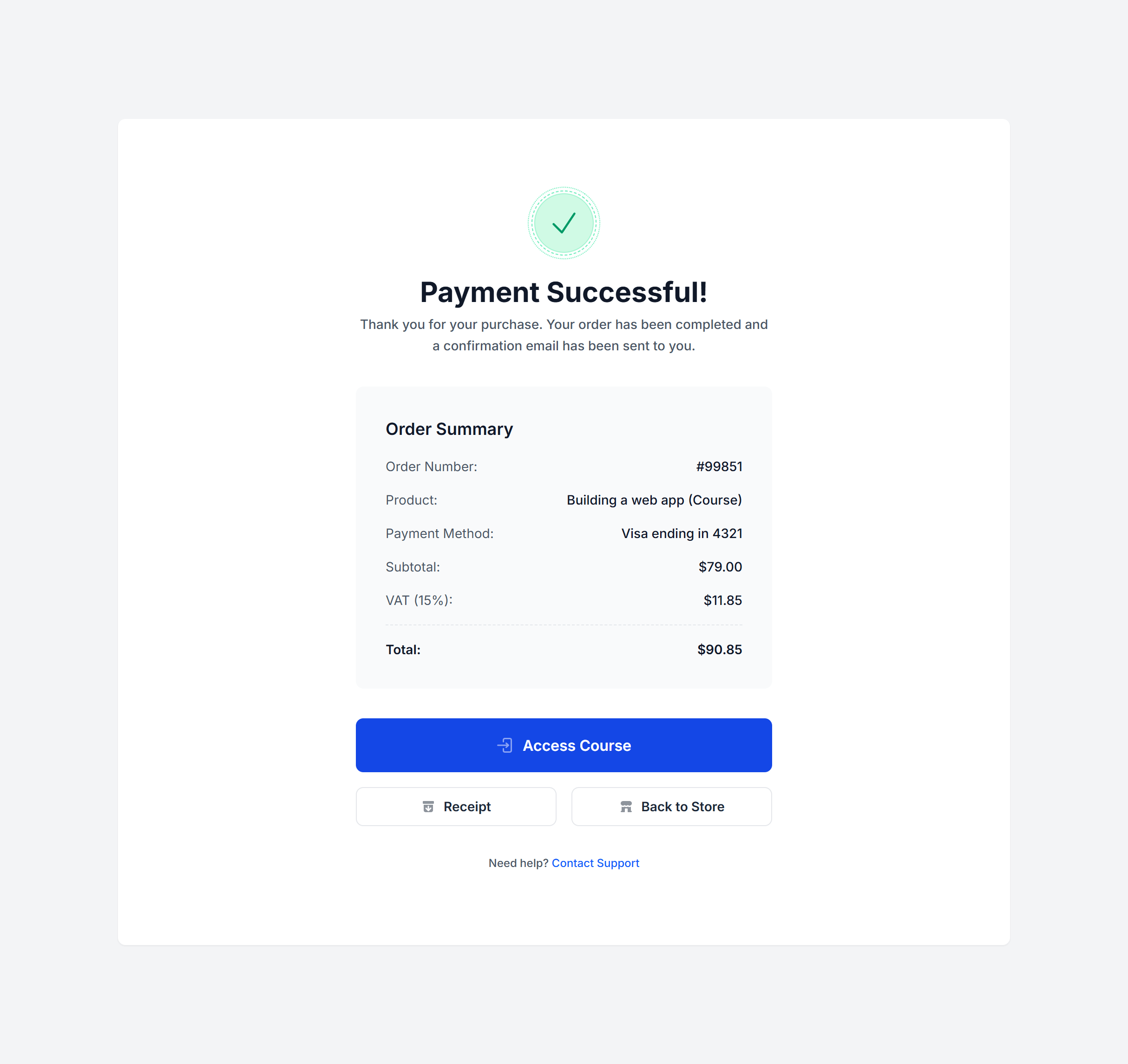 Screenshot preview of Success Box