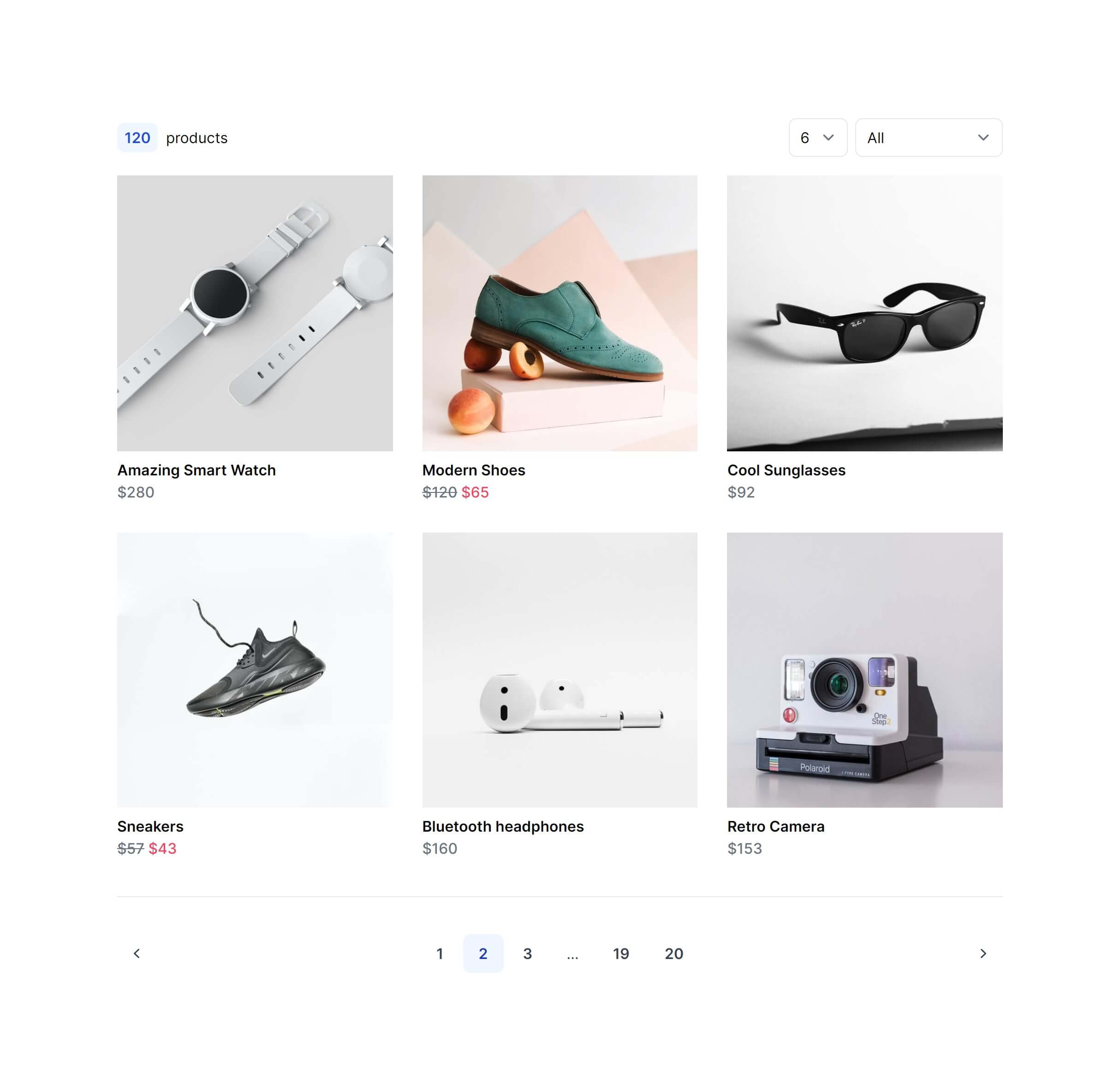 Screenshot preview of Products Grid