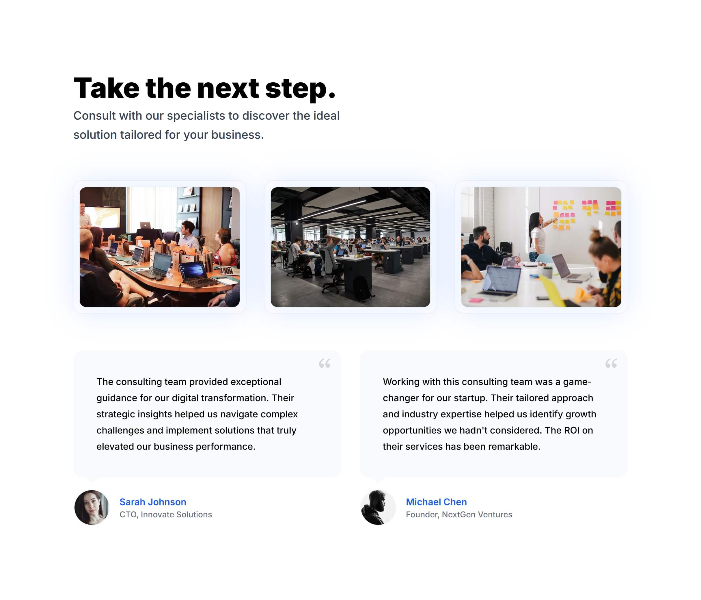 Screenshot preview of With Images and Testimonials