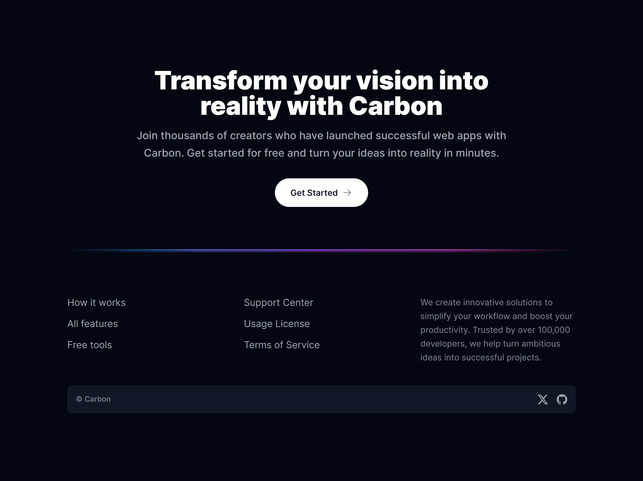 Screenshot preview of With CTA Dark