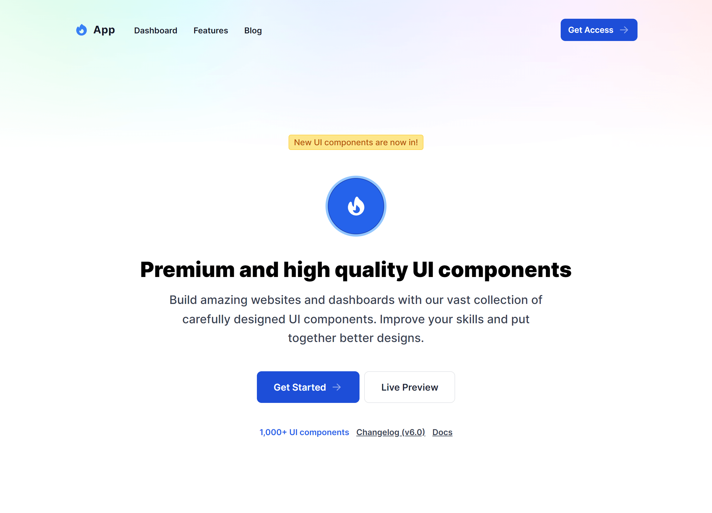 Screenshot preview of Colorful Top Gradient with Header Links