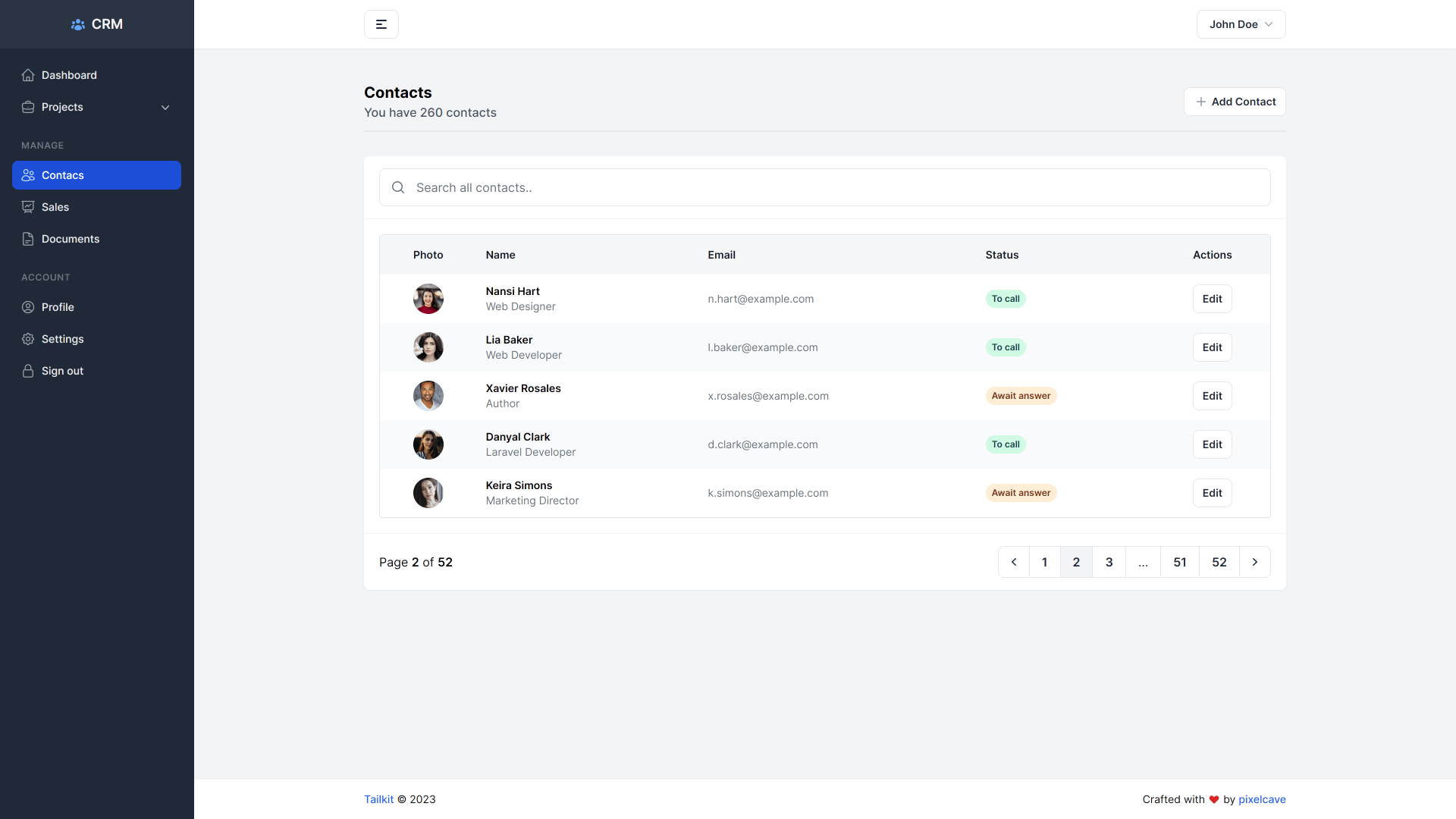 Screenshot preview of Contacts