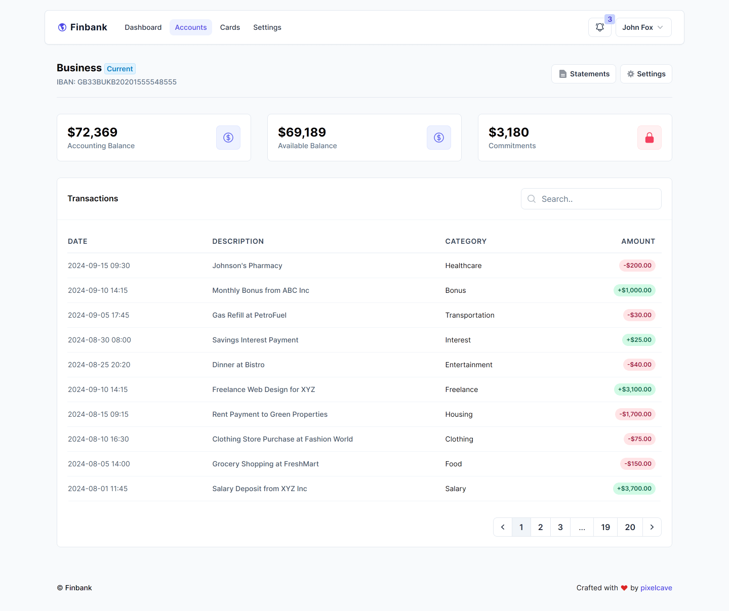 Screenshot preview of Account